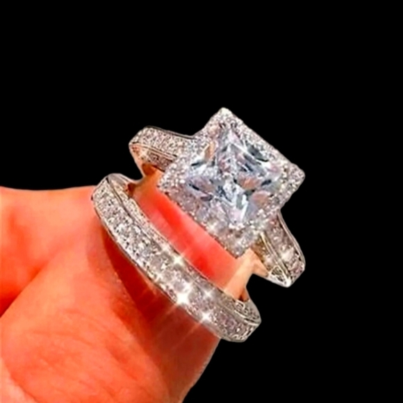 Engagement set NEW Bridal set rhinestone in 925 silver - Picture 1 of 6